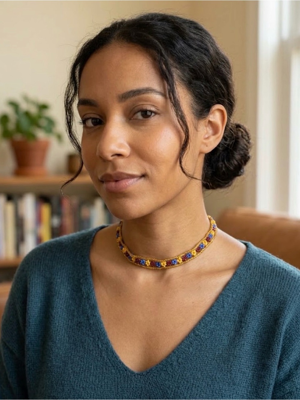 🦔 Vintage Floral Beaded Chocker Necklace